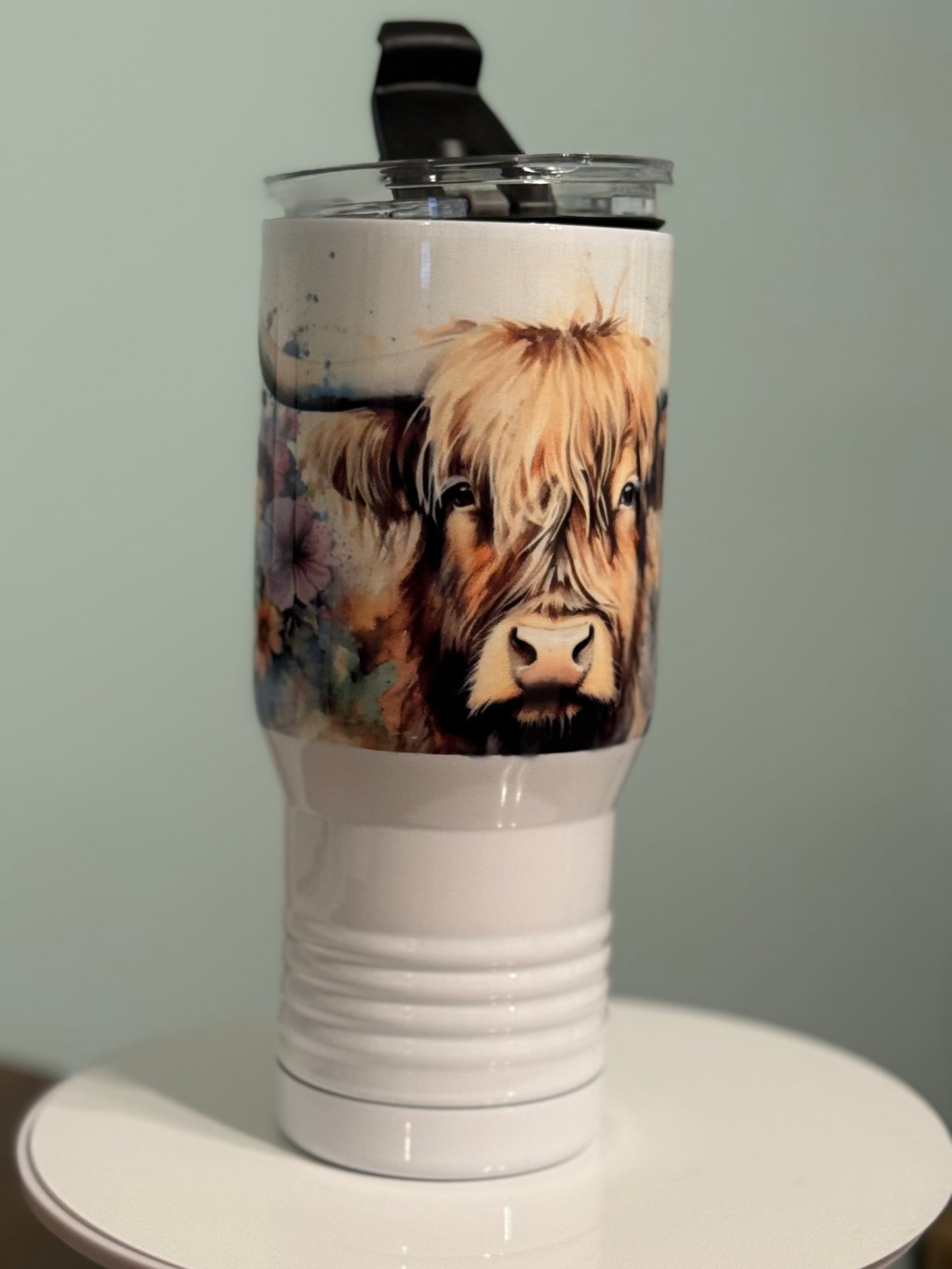 Floral Highland Cow 22 oz Tumbler