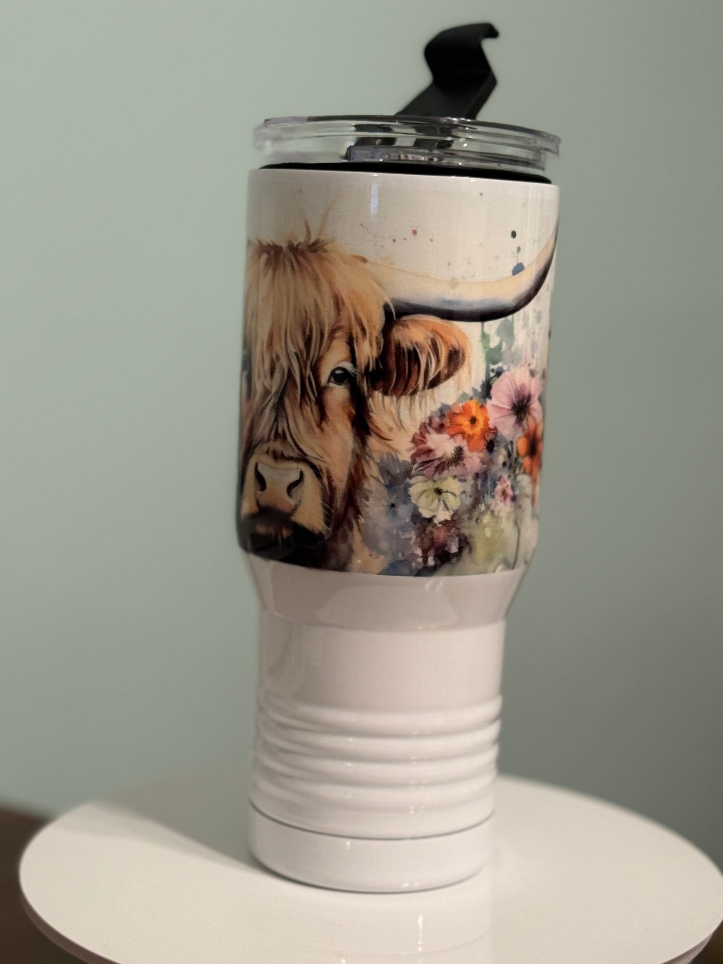 Floral Highland Cow 22 oz Tumbler