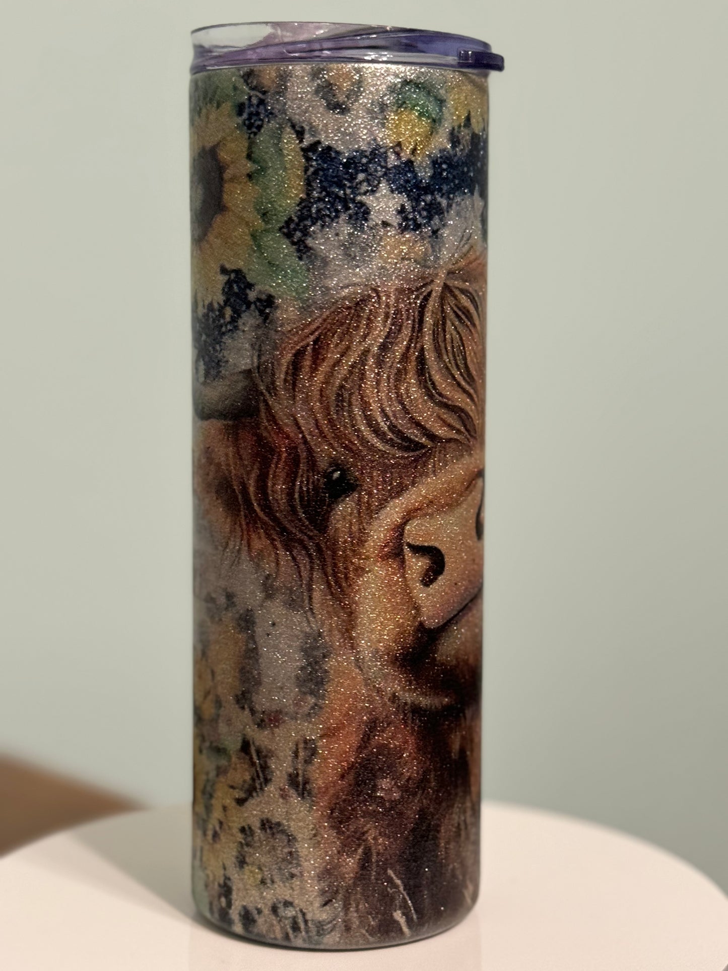 Glitter Highland Cow Tumbler