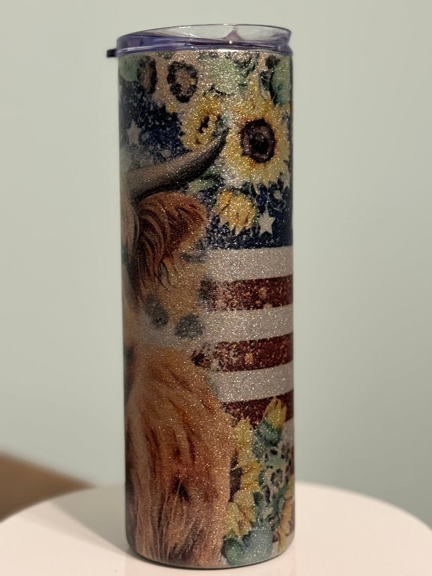 Glitter Highland Cow Tumbler