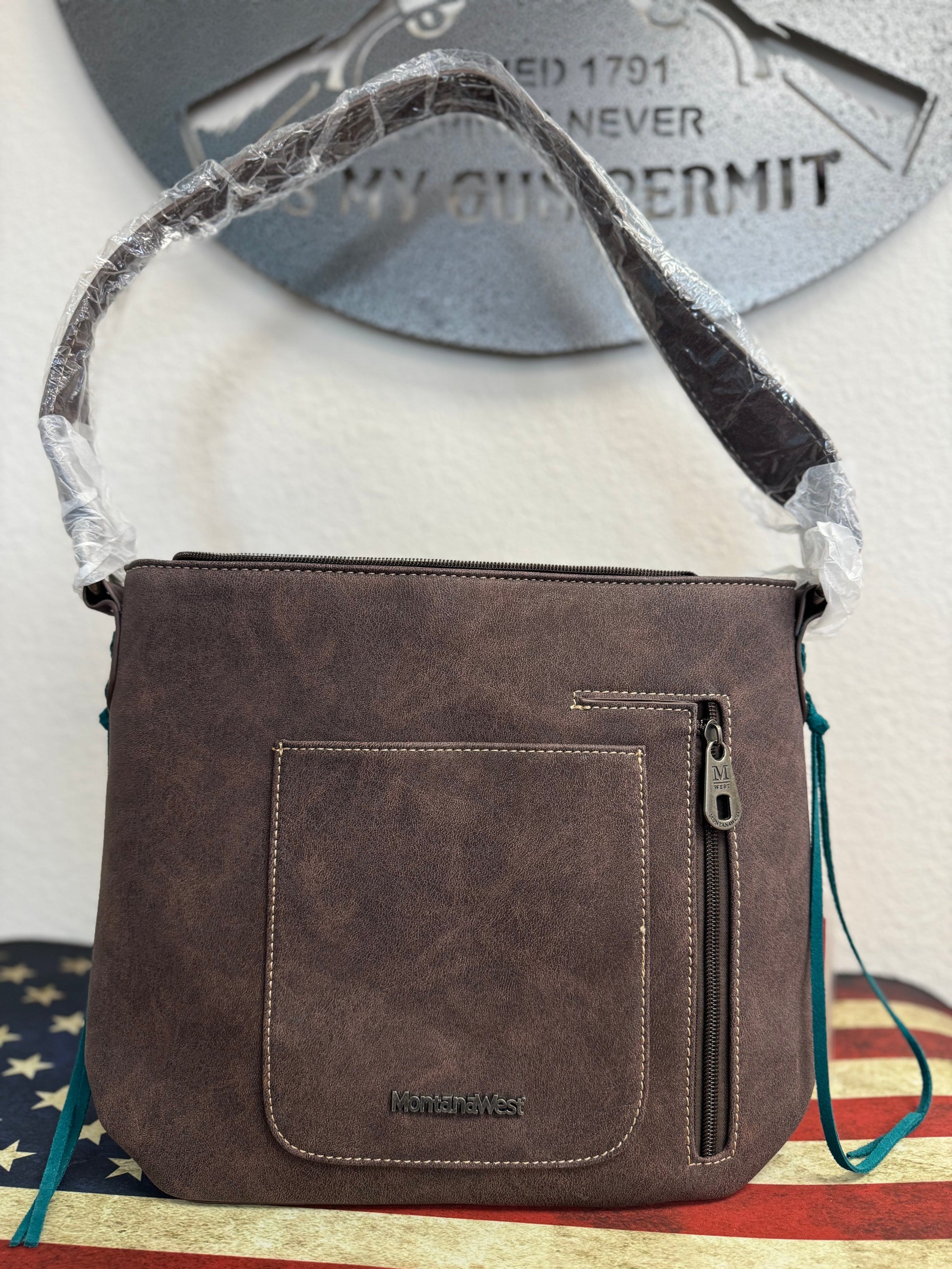 Dark Brown and Turquoise Concealed Carry Purse