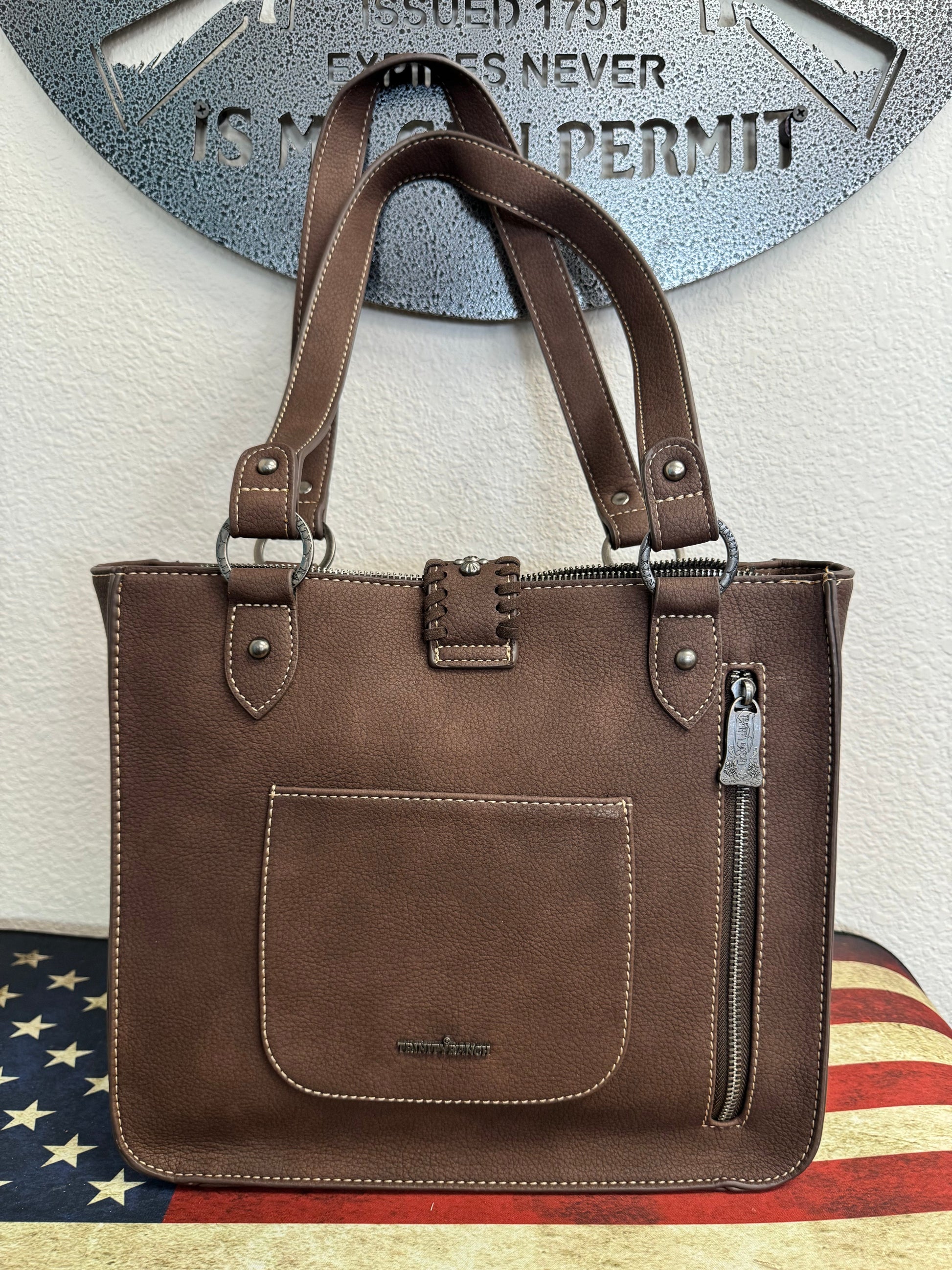 Dark Brown with Cowhide and Tooling Concealed Carry Purse