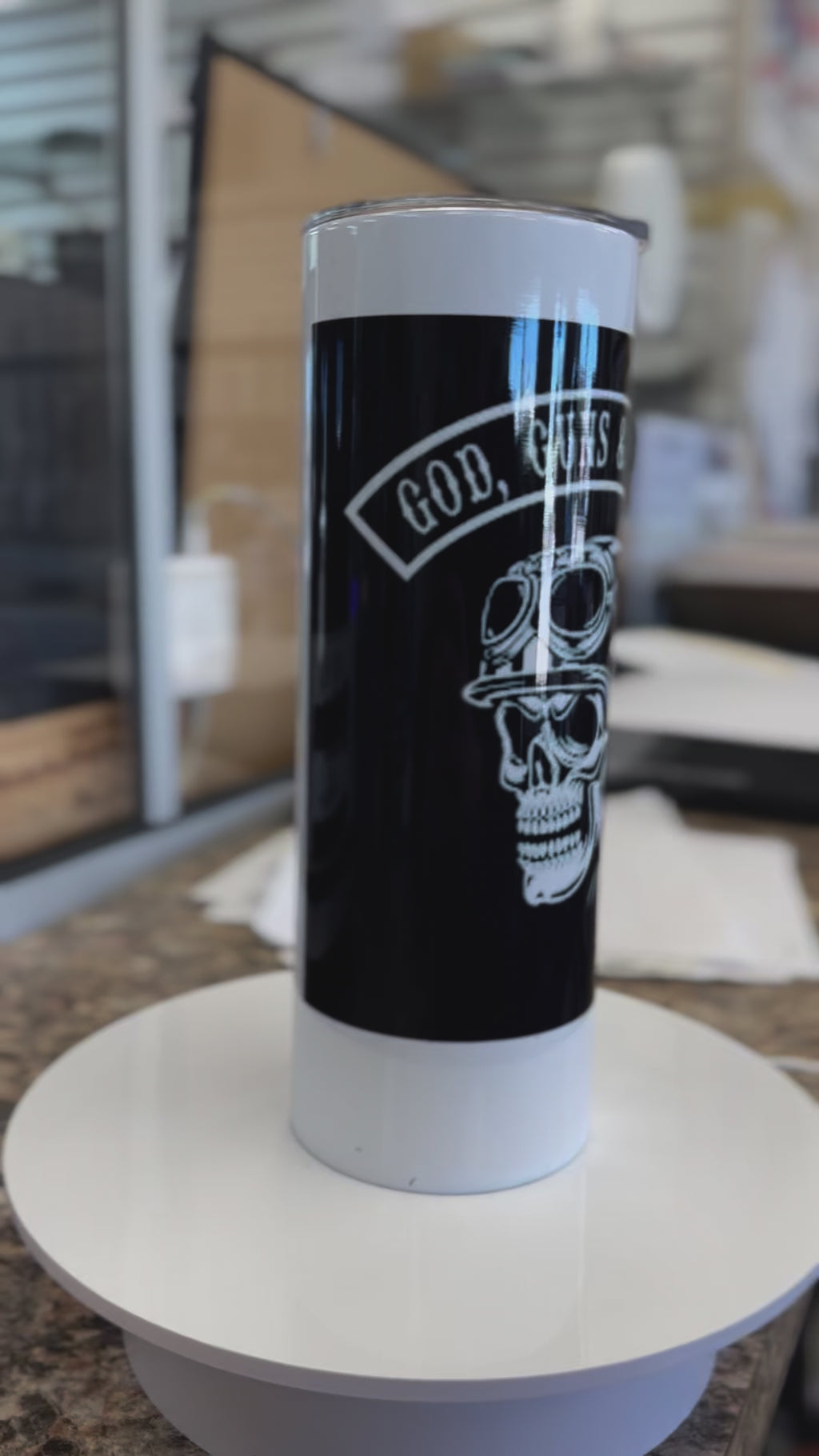 God, Guns, and Cycles Skinny Tumbler